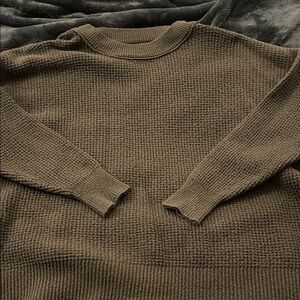 Aerie Dark Olive Waffle Sweater